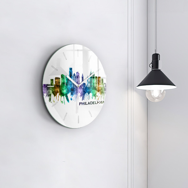 Round glass clock Colorful Philadelphia