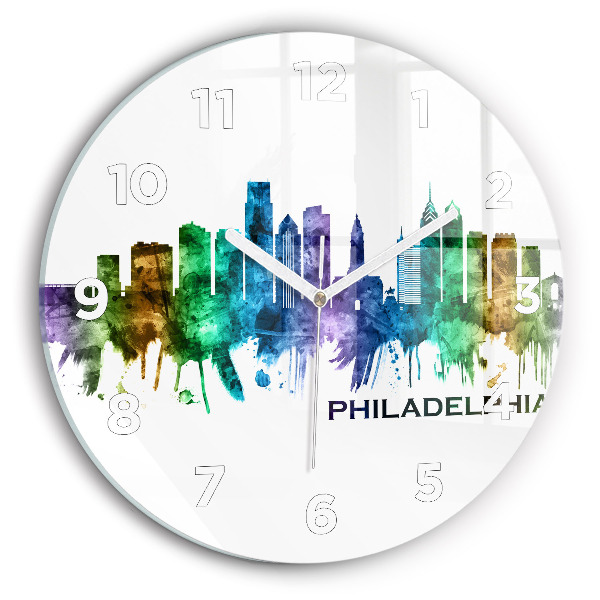 Round glass clock Colorful Philadelphia