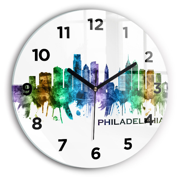 Round glass clock Colorful Philadelphia