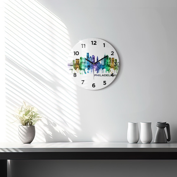Round glass clock Colorful Philadelphia