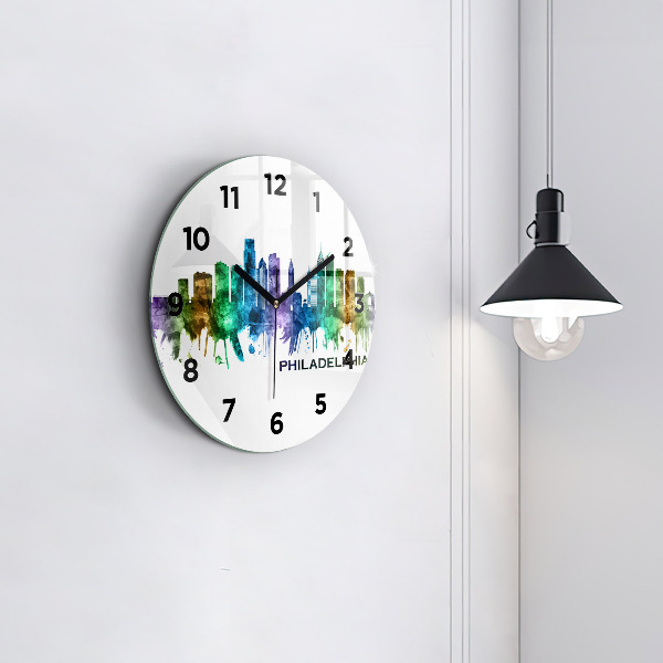 Round glass clock Colorful Philadelphia