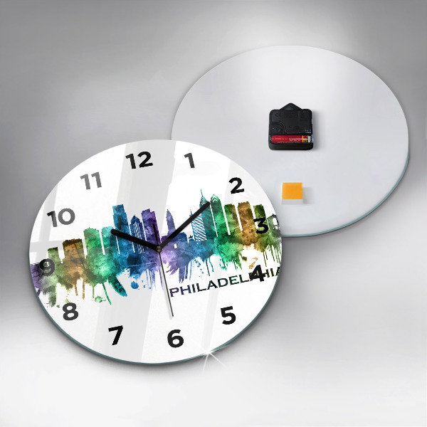 Round glass clock Colorful Philadelphia