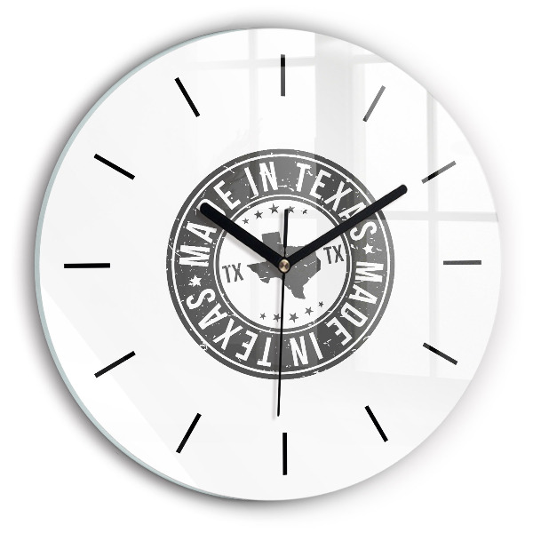 Round glass clock Texas stamp
