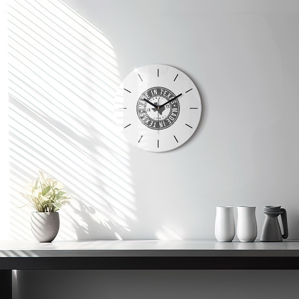 Round glass clock Texas stamp