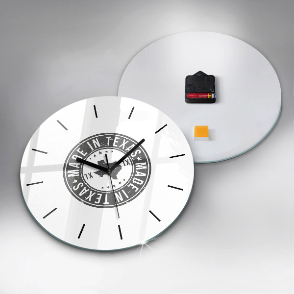 Round glass clock Texas stamp
