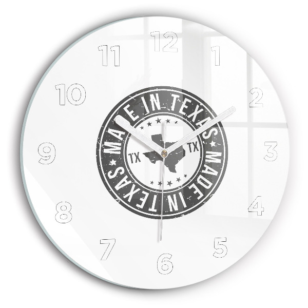 Round glass clock Texas stamp