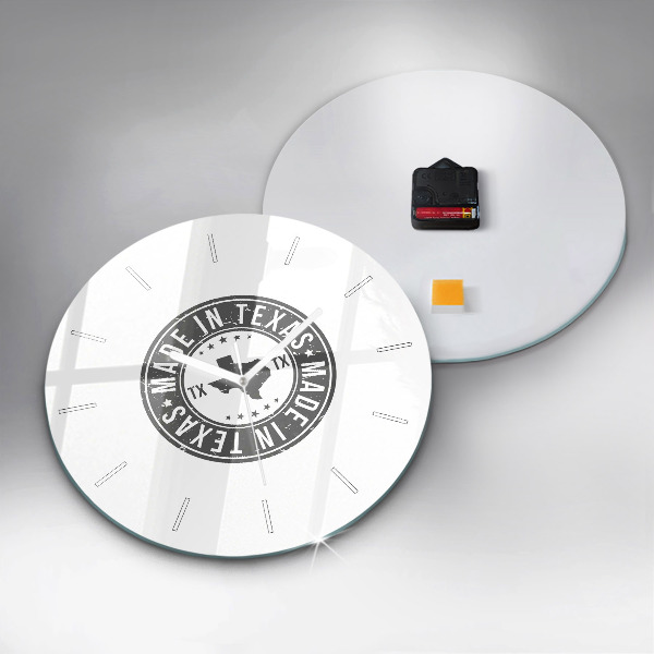 Round glass clock Texas stamp