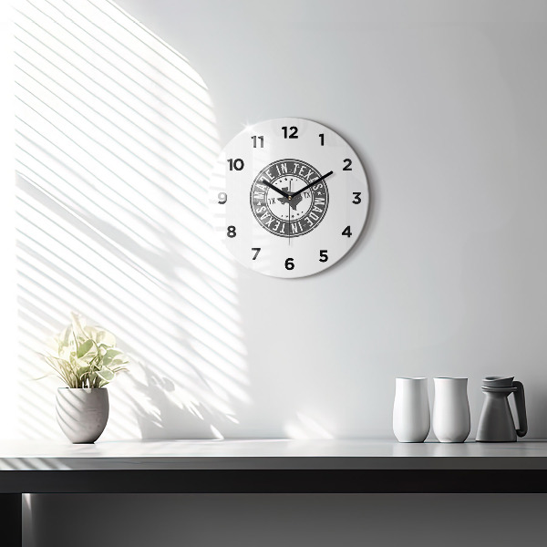 Round glass clock Texas stamp