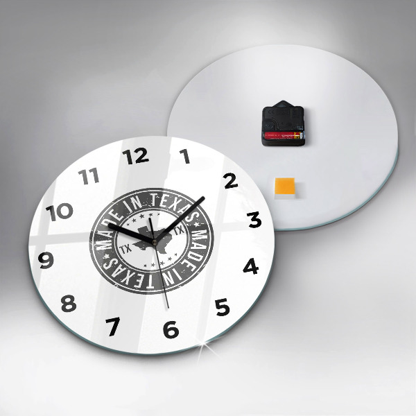 Round glass clock Texas stamp