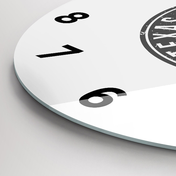 Round glass clock Texas stamp
