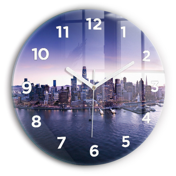Round glass clock View of San Francisco