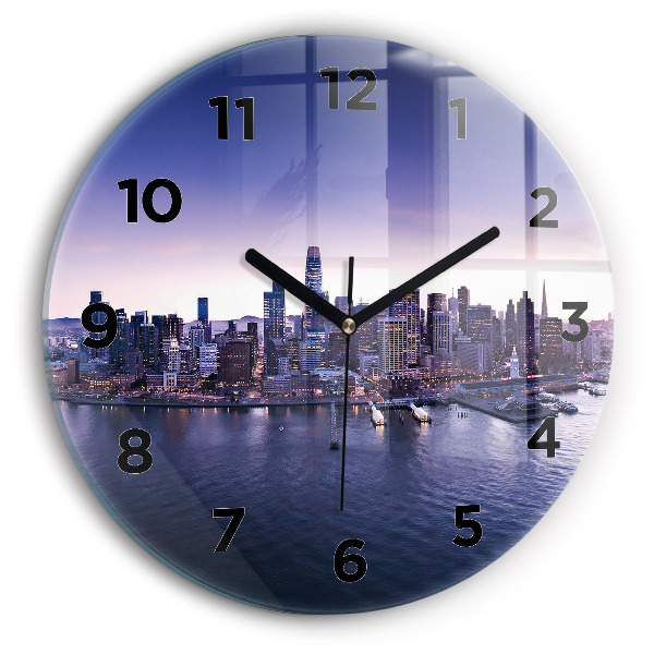 Round glass clock View of San Francisco