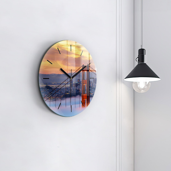 Round glass clock San Francisco Bridge