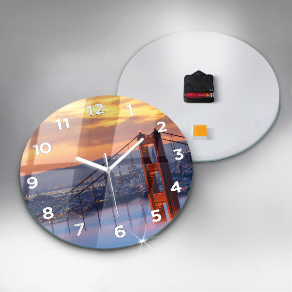Round glass clock San Francisco Bridge
