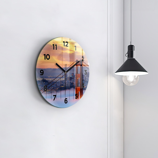 Round glass clock San Francisco Bridge