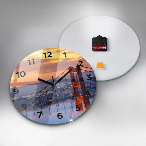 Round glass clock San Francisco Bridge