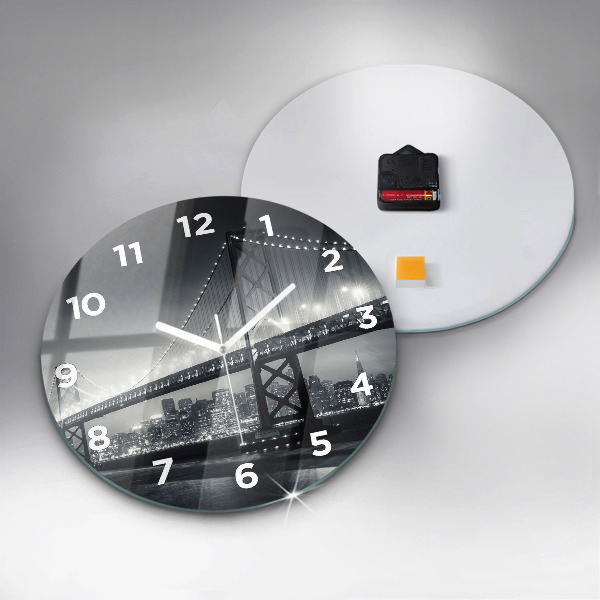 Round glass clock San Francisco Bridge at Night