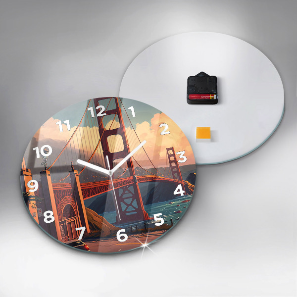 Round glass clock San Francisco Bridge