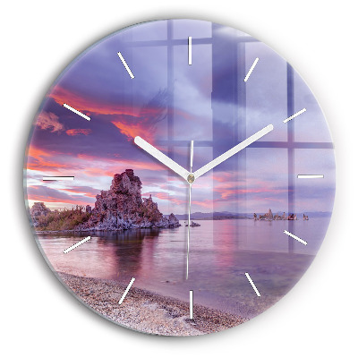 Round glass clock California Sunrise