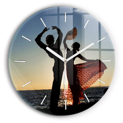 Round glass clock Spanish Dance at Sea