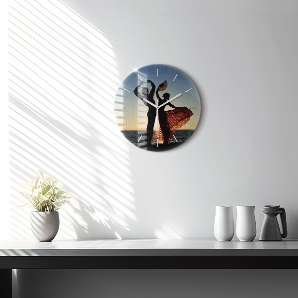 Round glass clock Spanish Dance at Sea