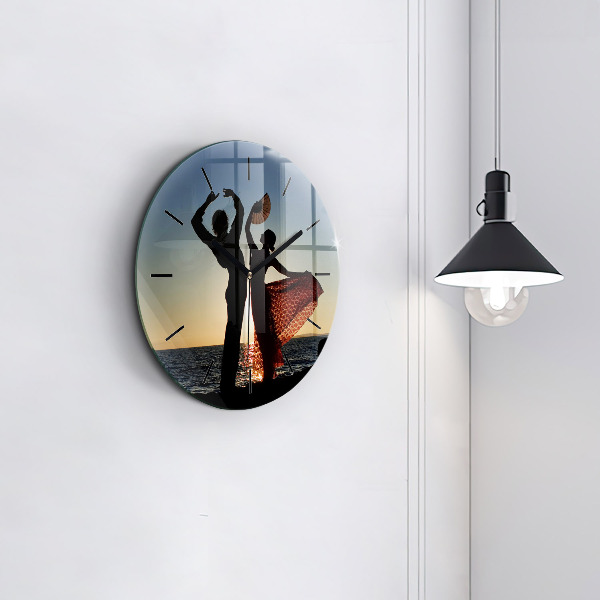 Round glass clock Spanish Dance at Sea