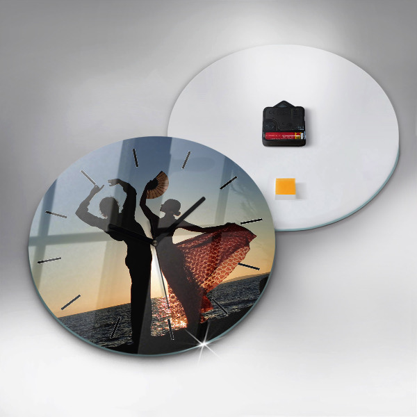 Round glass clock Spanish Dance at Sea