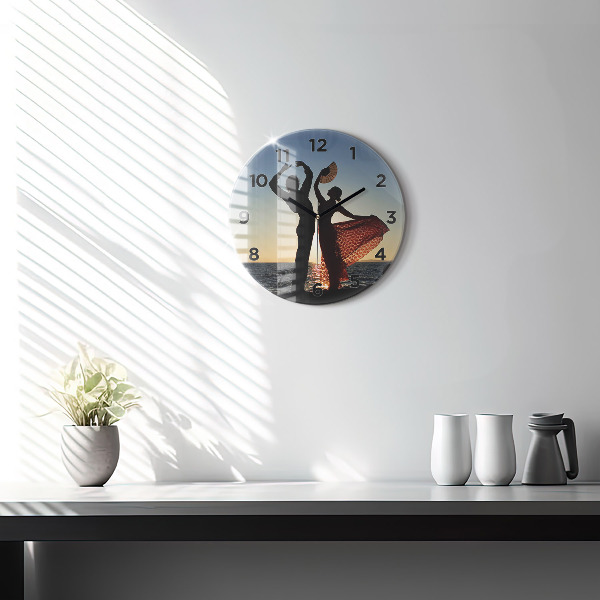 Round glass clock Spanish Dance at Sea