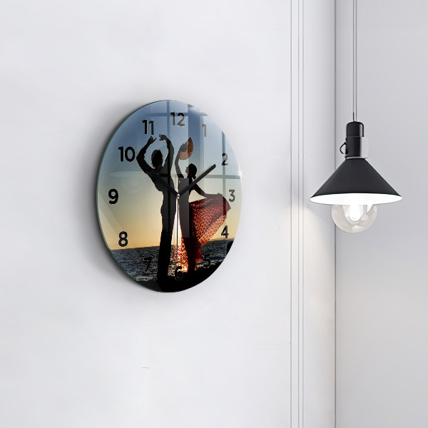 Round glass clock Spanish Dance at Sea