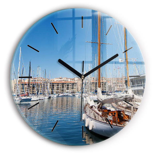 Round glass clock Marina in Marseille France