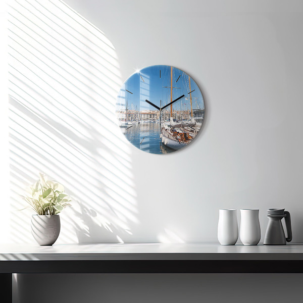 Round glass clock Marina in Marseille France