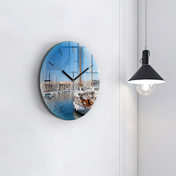 Round glass clock Marina in Marseille France