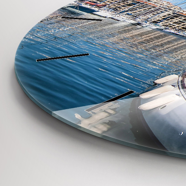Round glass clock Marina in Marseille France