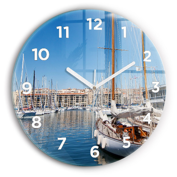Round glass clock Marina in Marseille France