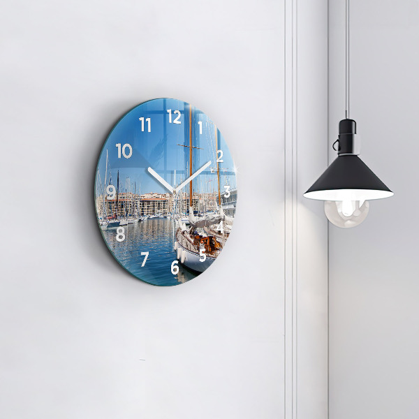 Round glass clock Marina in Marseille France