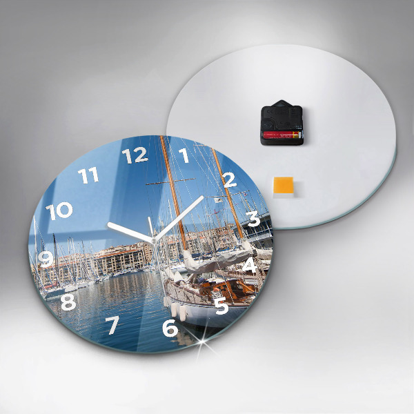 Round glass clock Marina in Marseille France