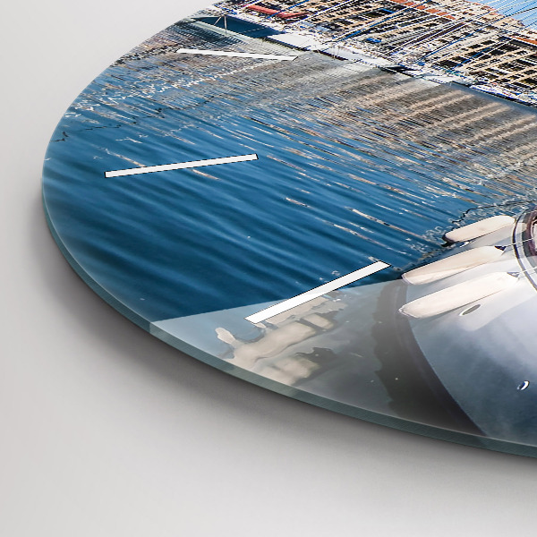Round glass clock Marina in Marseille France
