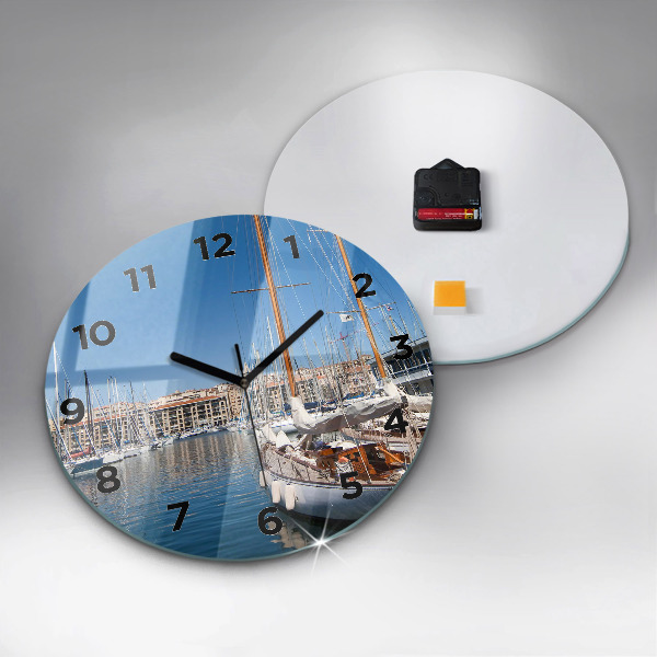 Round glass clock Marina in Marseille France