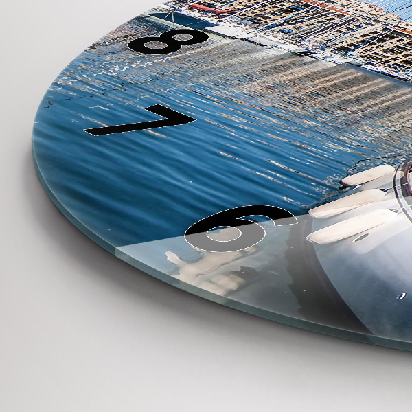 Round glass clock Marina in Marseille France