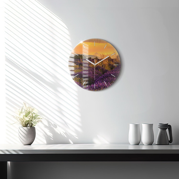 Round glass clock Lavender meadow France