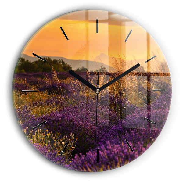Round glass clock Lavender meadow France