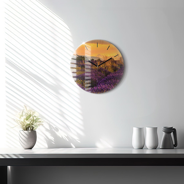 Round glass clock Lavender meadow France