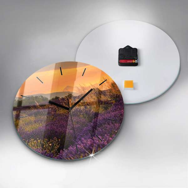 Round glass clock Lavender meadow France