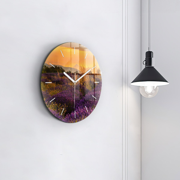 Round glass clock Lavender meadow France