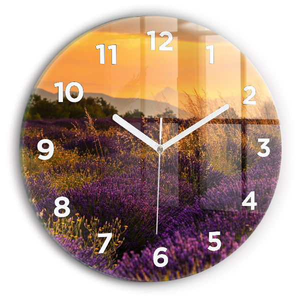 Round glass clock Lavender meadow France