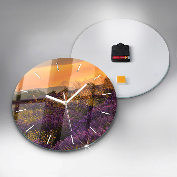 Round glass clock Lavender meadow France