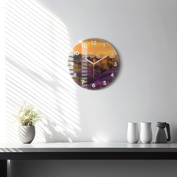 Round glass clock Lavender meadow France