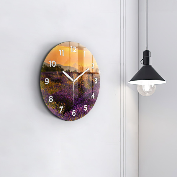 Round glass clock Lavender meadow France
