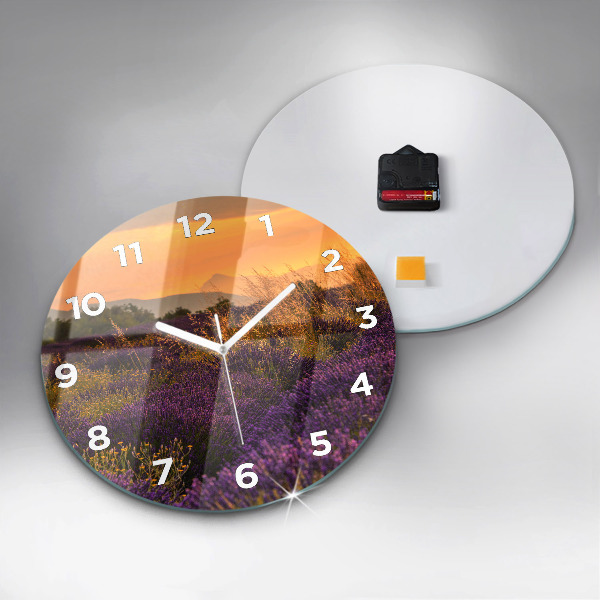 Round glass clock Lavender meadow France