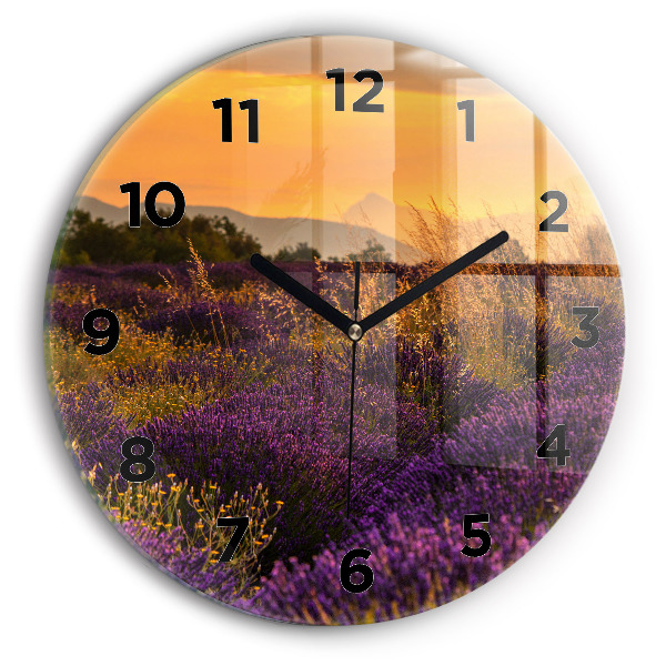 Round glass clock Lavender meadow France